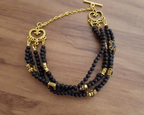 Pulseira de Pedras naturais/ouro velho