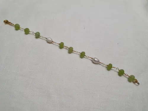 Pulseira de Pedras Peridoto com Pérolas Naturais