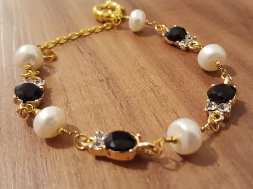 Pulseira de Pérolas Naturais/Cabochão