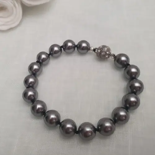 Pulseira de Pérolas Shell Grafite