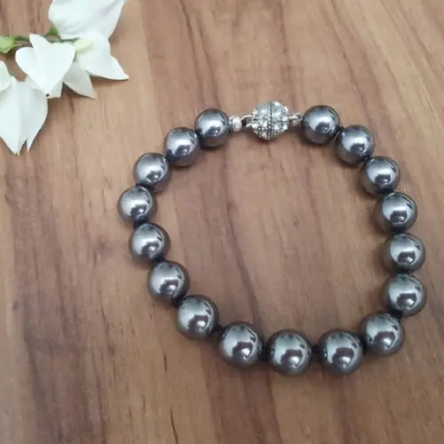 Pulseira de Pérolas Shell Grafite