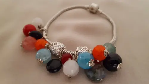 Pulseira de Prata e Pedras Naturais