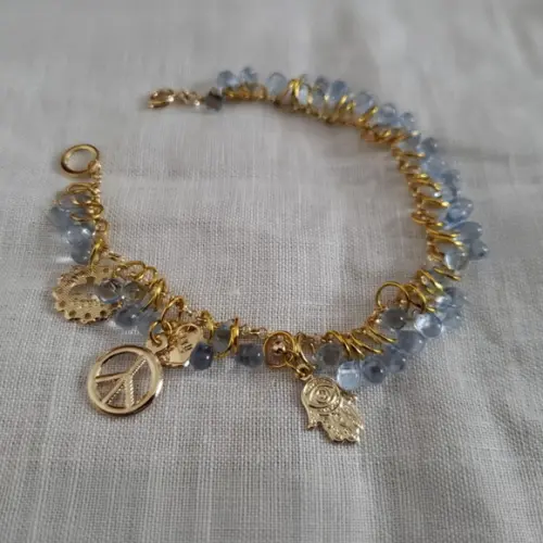 Pulseira Dourada com Cristais Lavanda
