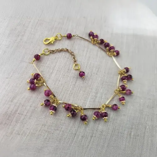 Pulseira Dourada com Pedras Naturais - Semijoia