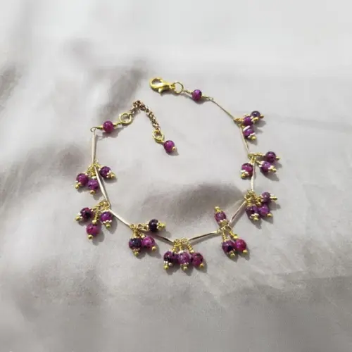 Pulseira Dourada com Pedras Naturais - Semijoia