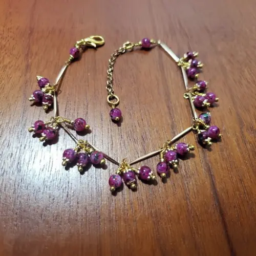 Pulseira Dourada com Pedras Naturais - Semijoia