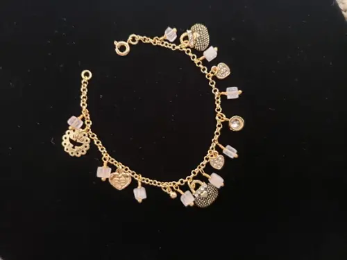 Pulseira Dourada com Quartzo Rosa