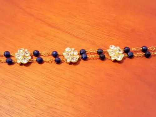 Pulseira Dourada de Pedras Naturais Jade Safira