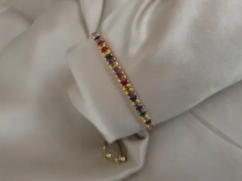Pulseira Riviera Dourada com Cristais Coloridos