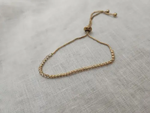 Pulseira Riviera Dourada com Cristais Transparentes