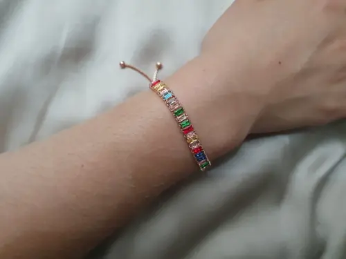 Pulseira Riviera Ouro Rose com Cristais Coloridos