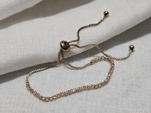 Pulseira Riviera Dourada com Cristais Transparentes