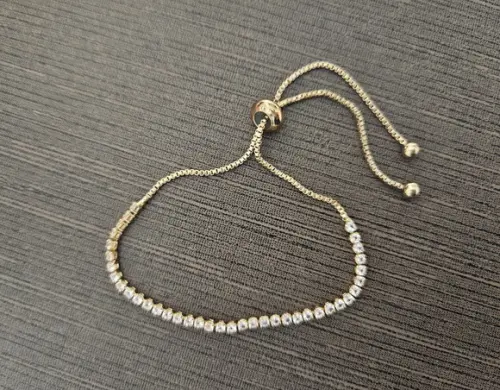 Pulseira Riviera Dourada com Cristais Transparentes
