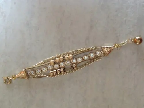 Pulseira Rose com Zircônias e Couro