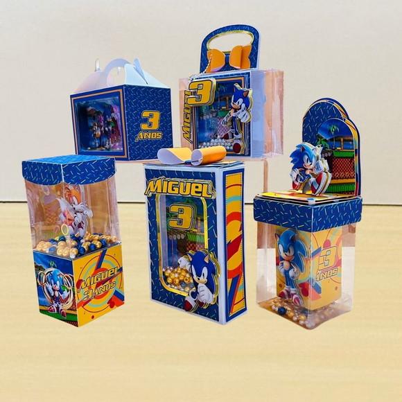 Kit 20 Caixas Shaker Personalizadas Festa Aniversario Sonic