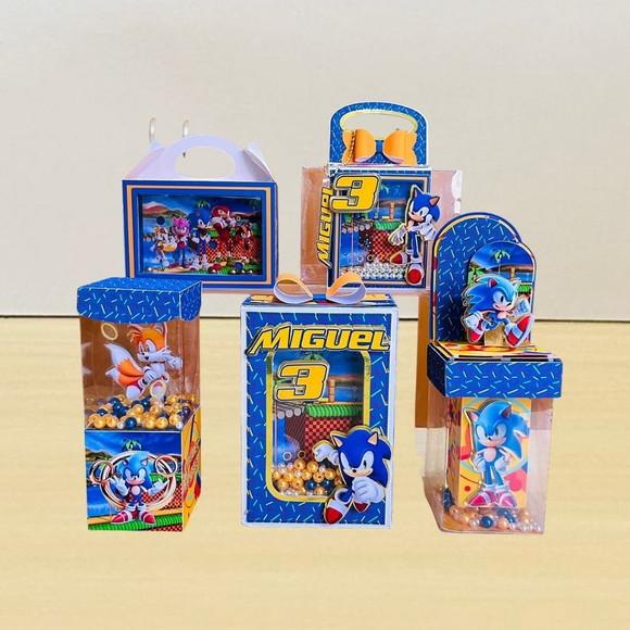 Kit 40 Caixas Shaker Personalizadas Festa Aniversario Sonic