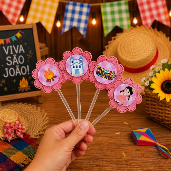 Topper de Doce Personalizado Lembrancinha Festa de Aniversario Ju