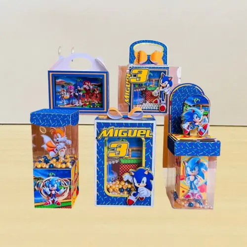Kit 20 Caixas Shaker Personalizadas Festa Aniversario Sonic