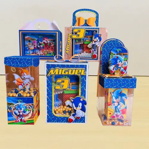 Kit 30 Caixas Shaker Personalizadas Festa Aniversario Sonic