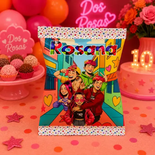Saquinho personalizado para Salgadinho Chipbag Lembrancinha Festa de Aniversario dos Rosa