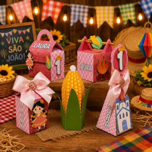 Kit 30 Caixas 3D Personalizadas Lembrancinha Festa de Aniversario