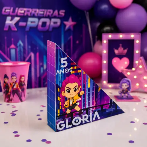 Porta Guardanapo Personalizado lembrancinha Festa de Aniversario Guerreiras K-Pop