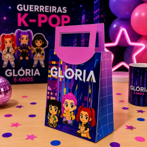Sacolinha P Personalizada Lembrancinha Festa de Aniversario Guerreiras K-pop