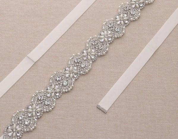 Cinto Prata com strass e pérolas