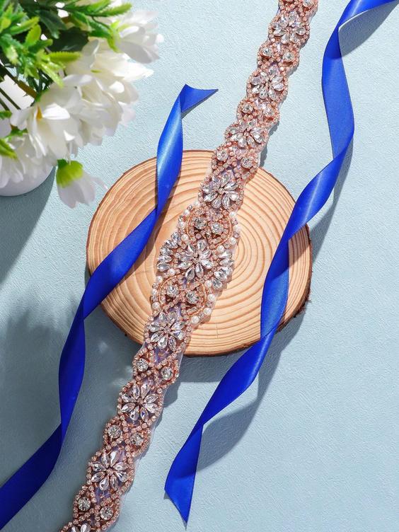 Cinto Rosé Gold de strass - aplique 52cm