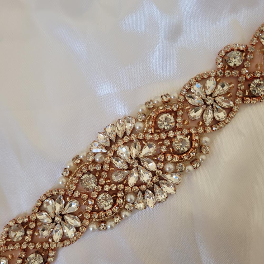 Cinto Rosé Gold de strass - aplique 52cm