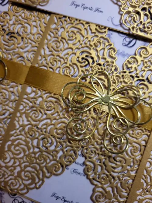 Convite de Casamento Rendado Rosas - Kit completo com impressão