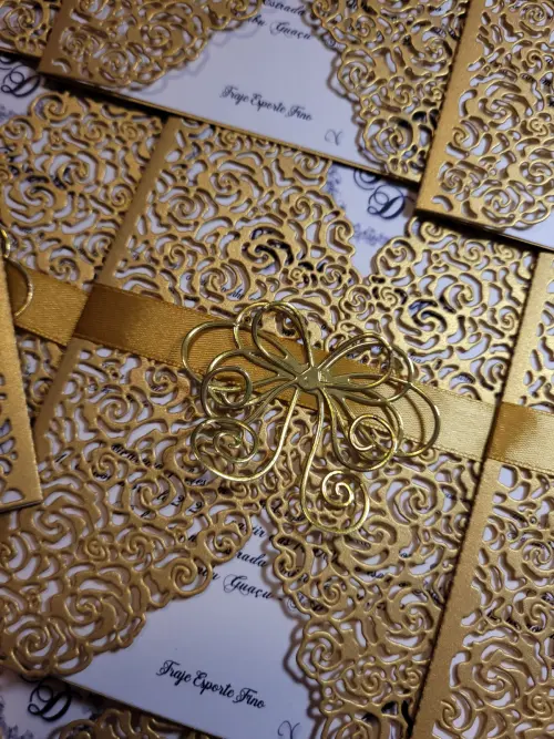 Convite de Casamento Rendado Rosas - Kit completo com impressão