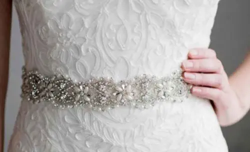 Cinto Prata com strass e pérolas