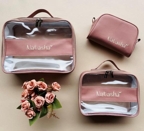 Kit Viagem Organizador e Necessaire Bordada