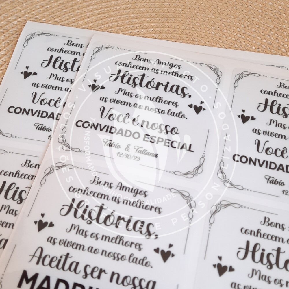 Adesivo Personalizado 10x10 cm em Vinil Transparente | Mínimo 10
