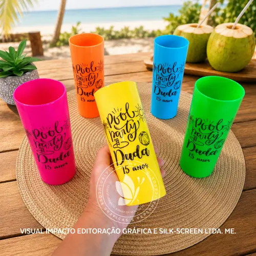 Copo Long Drink Pool Party (piscina) Personalizado - Mínimo de 20 unids