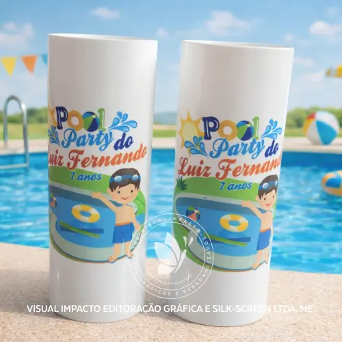Copo Long Drink Pool Party (piscina) Personalizado - 15 unids