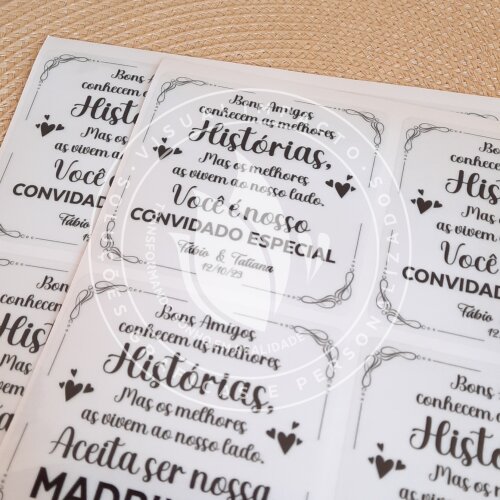 Adesivo Personalizado 10x10 cm em Vinil Transparente | Mínimo 10