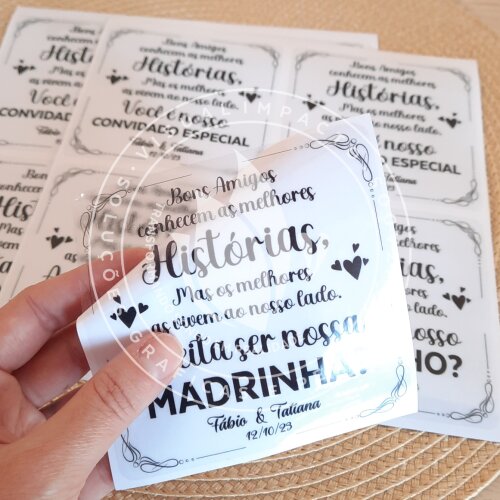 Adesivo Personalizado 10x10 cm em Vinil Transparente | Mínimo 10 Unidades