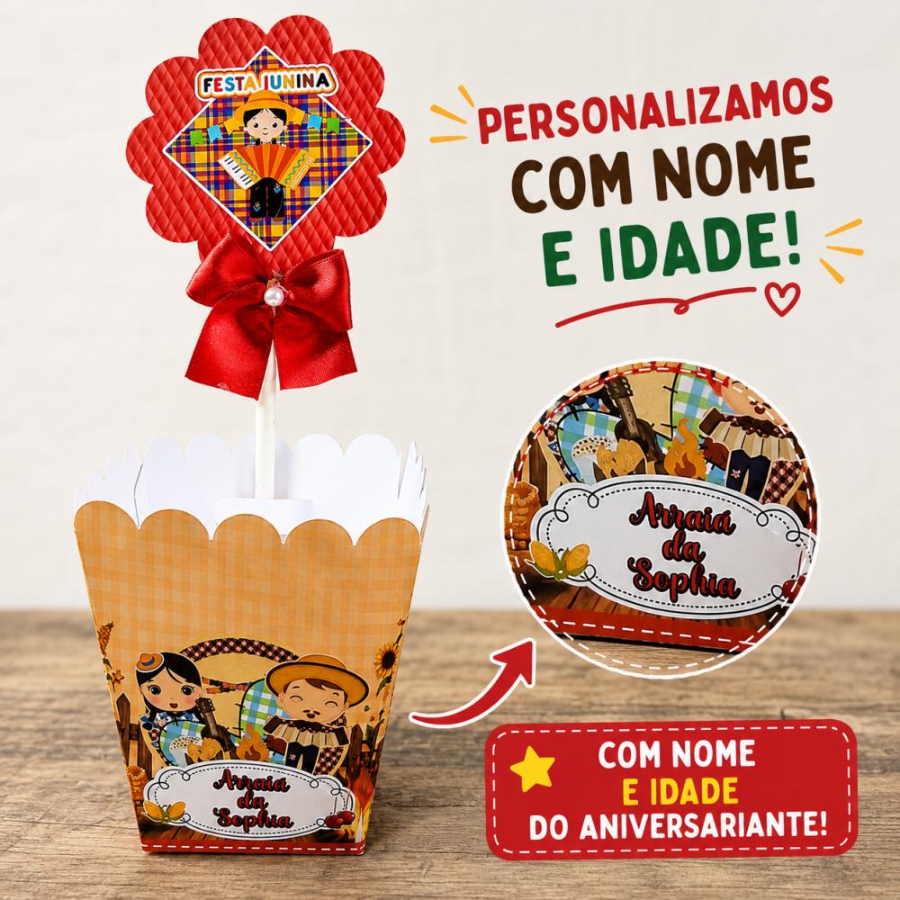 Centro de Mesa São João + Plaquinha Cachepô Festa Junina