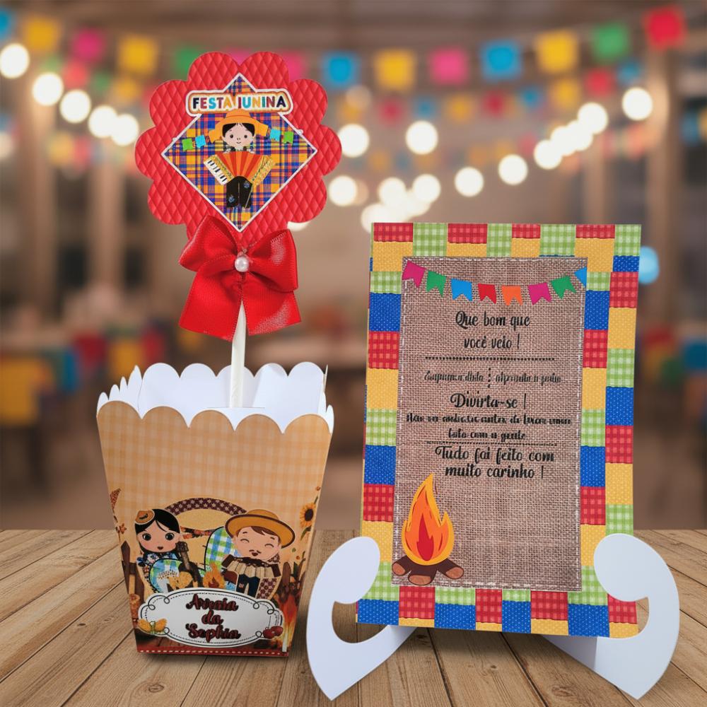 Centro de Mesa São João + Plaquinha Cachepô Festa Junina