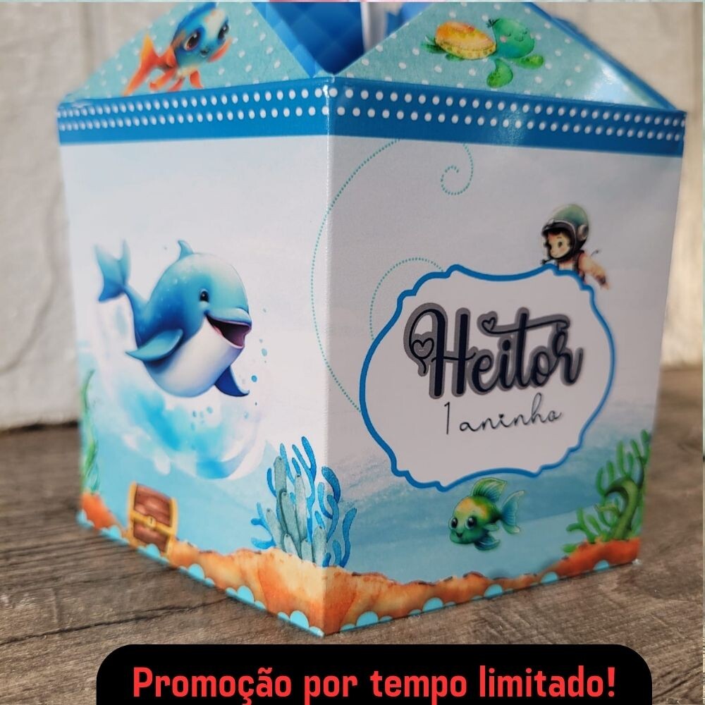 Centro de mesa Fundo do Mar Menino Personalizado Lembrancinha p/F