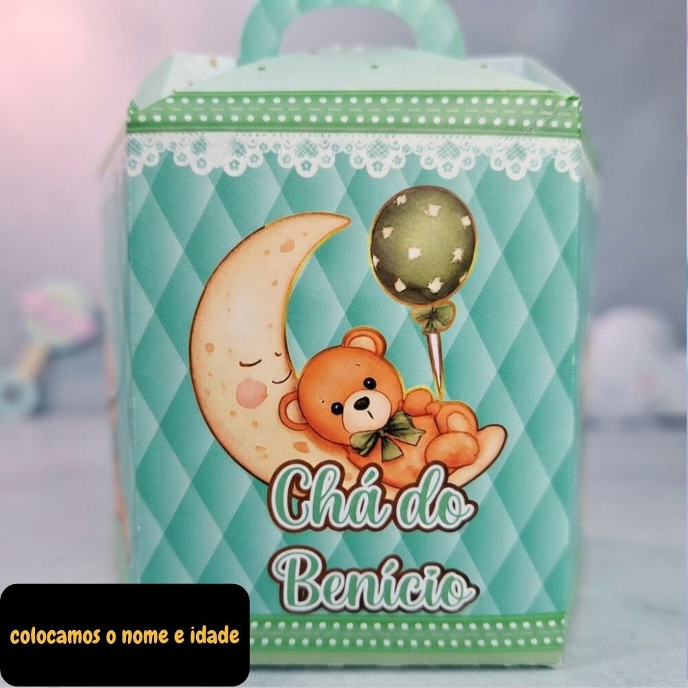 Centro de Mesa Ursinho Verde+ Plaquinha /Cachepô Chá de Bebê