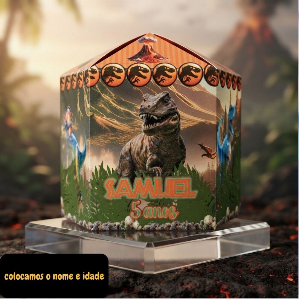Centro de Mesa Jurassic Park + Plaquinha/Cachepô Personalizado D