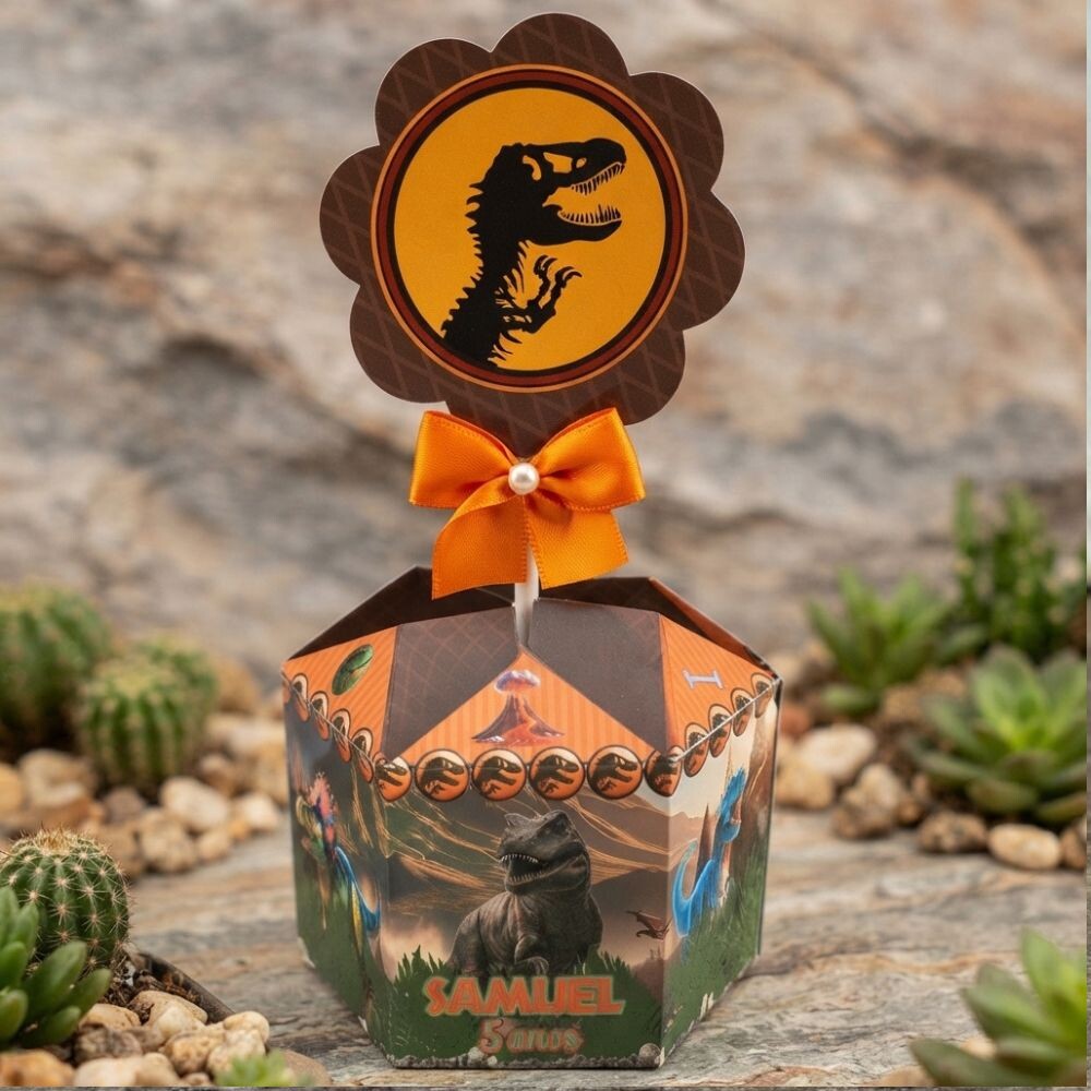 Centro de Mesa Jurassic Park + Plaquinha/Cachepô Personalizado D