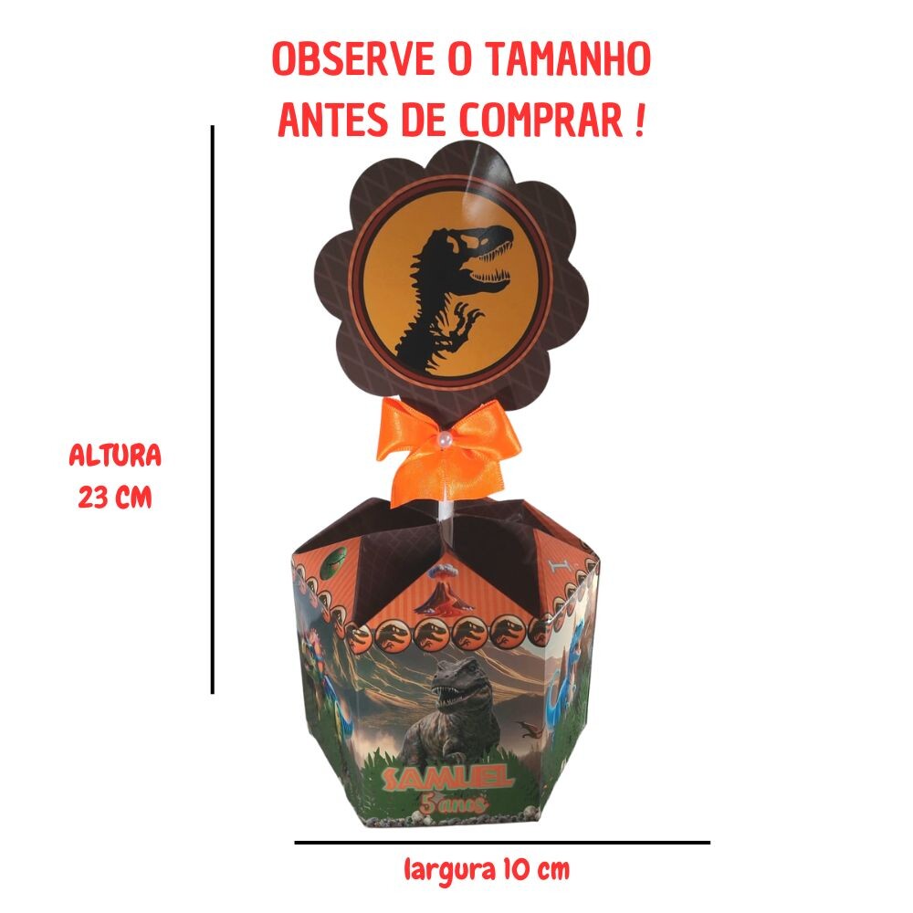 Centro de Mesa Jurassic Park + Plaquinha/Cachepô Personalizado D