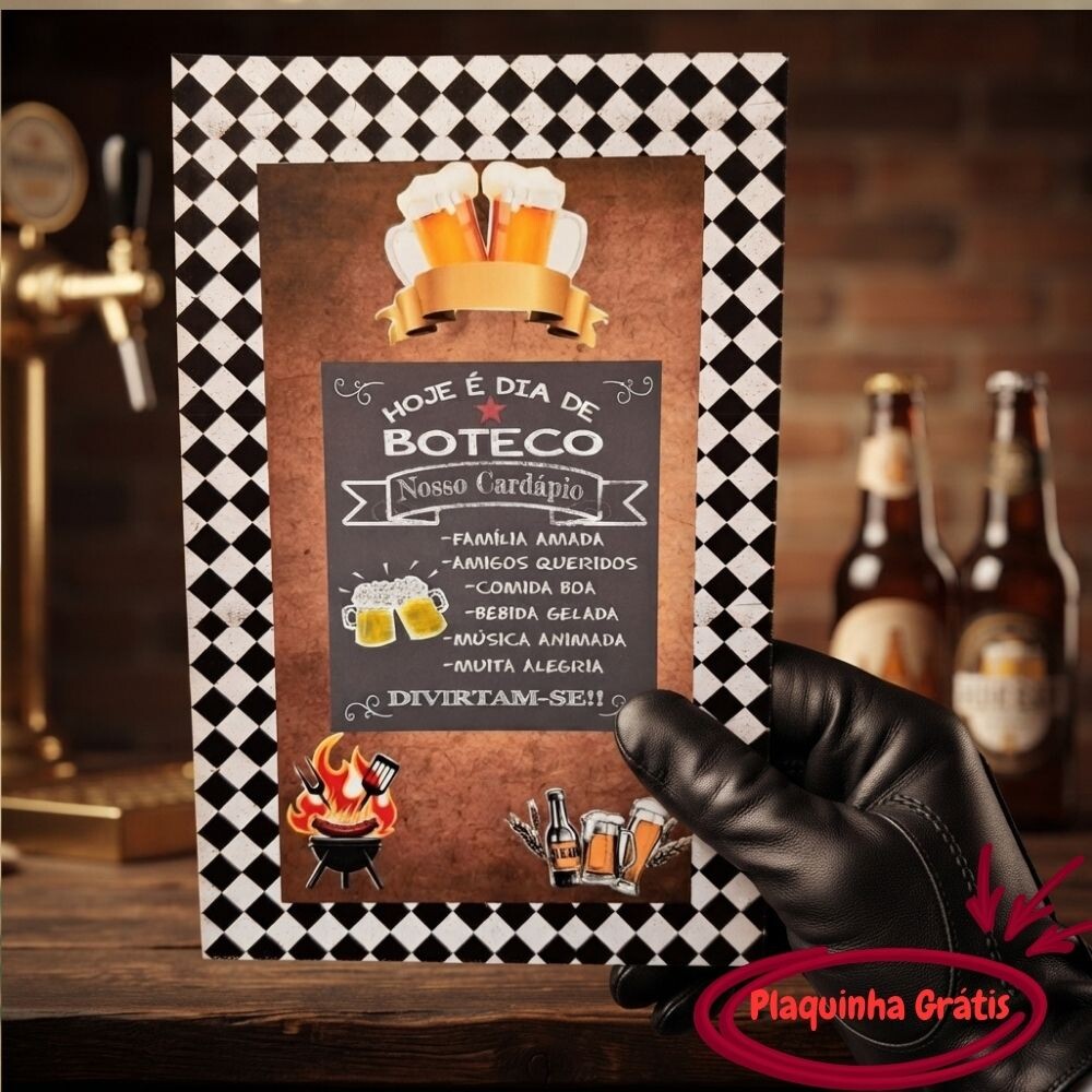 Centro de mesa Boteco + Plaquinha