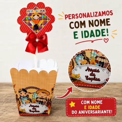 Centro de Mesa São João + Plaquinha Cachepô Festa Junina