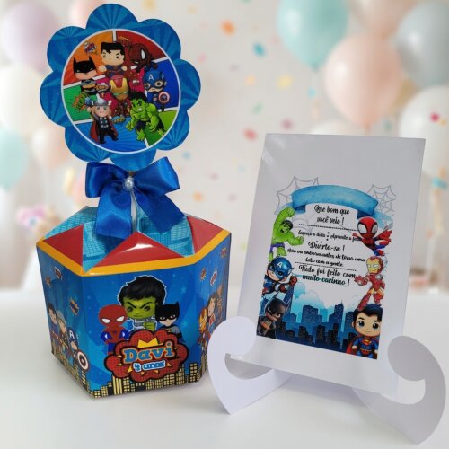 Centro de Mesa Herois Cute Baby Personalizado Lembrancinha Cachepô p/Festa Aniversárioachep