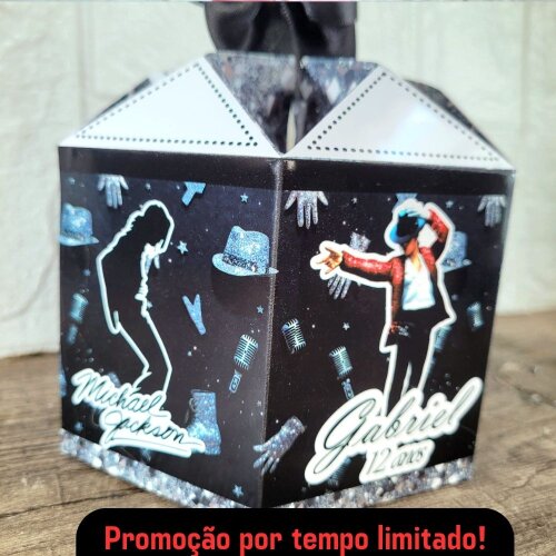 Centro de Mesa Michael Jackson + Plaquinha/Cachepô c/Nome e Idad
